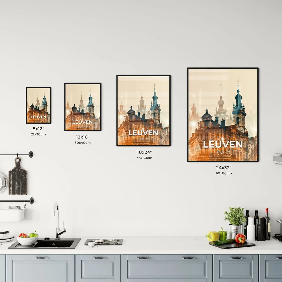 Leuven Skyline Silhouette Composite Art Poster Office Art