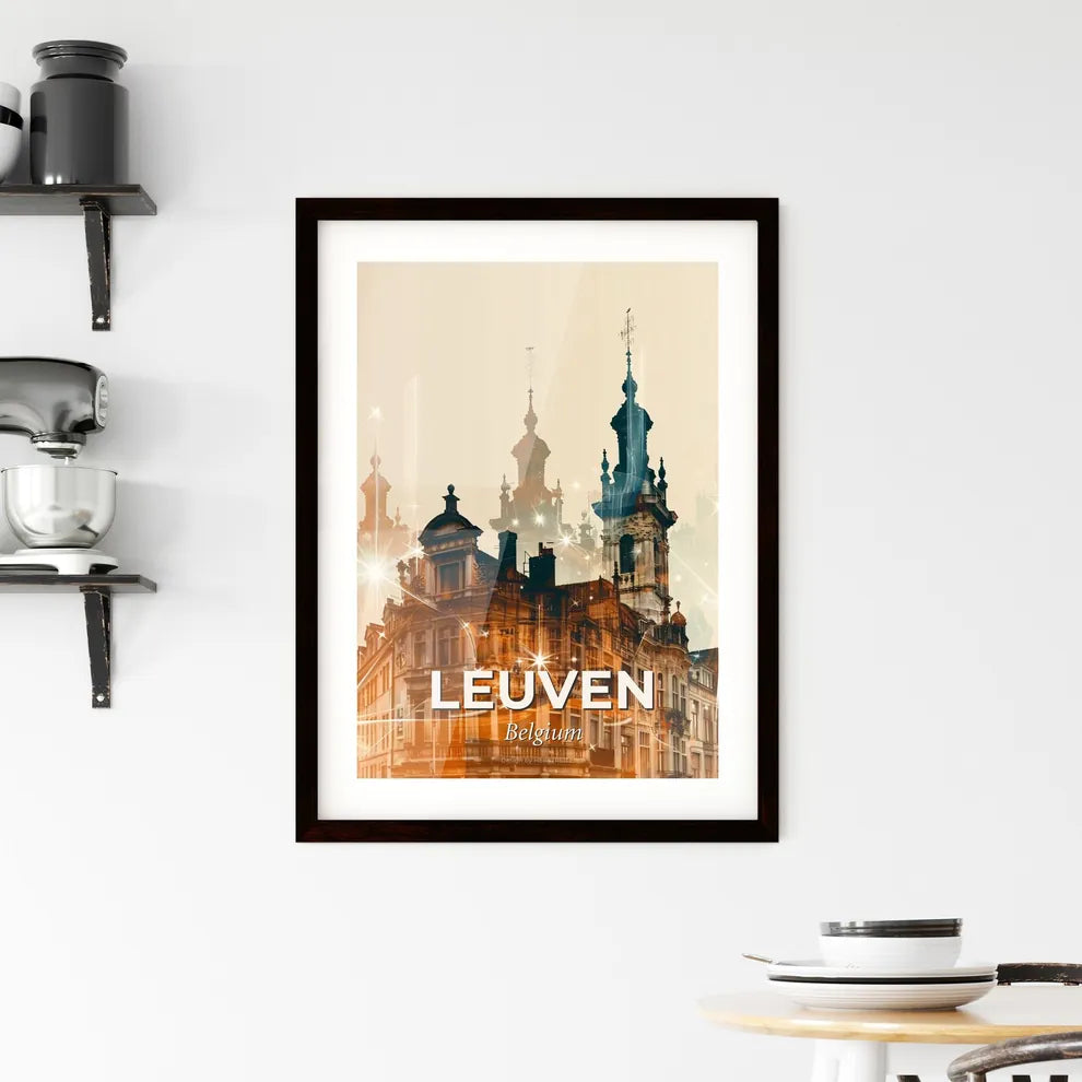 Leuven Skyline Silhouette Composite Art Poster Framed Print