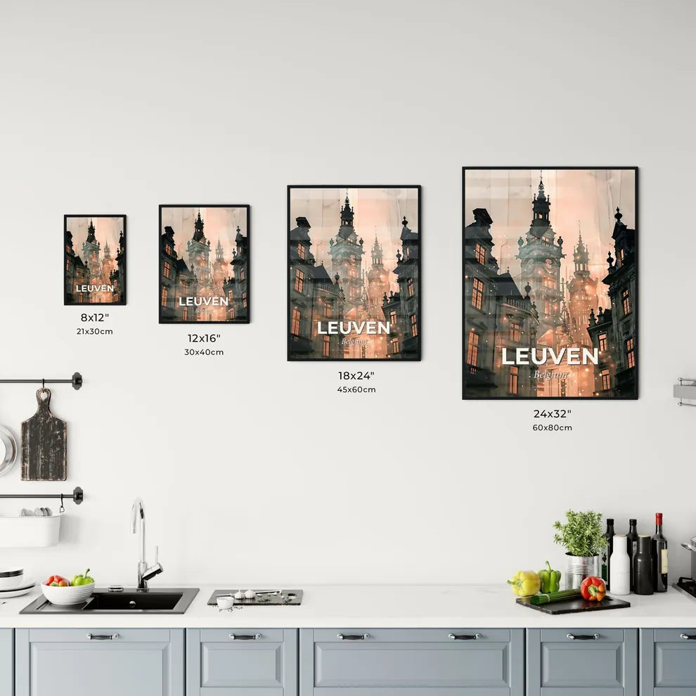 Leuven Cityscape Silhouette Poster Office Art