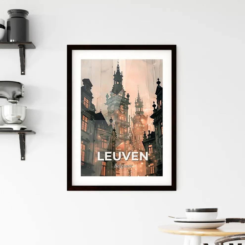 Leuven Cityscape Silhouette Poster Framed Print