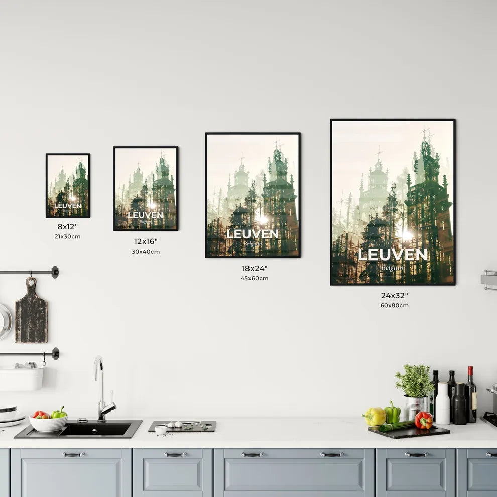 Leuven, Belgium Skyline Poster Art: City Silhouette Icon Office Art