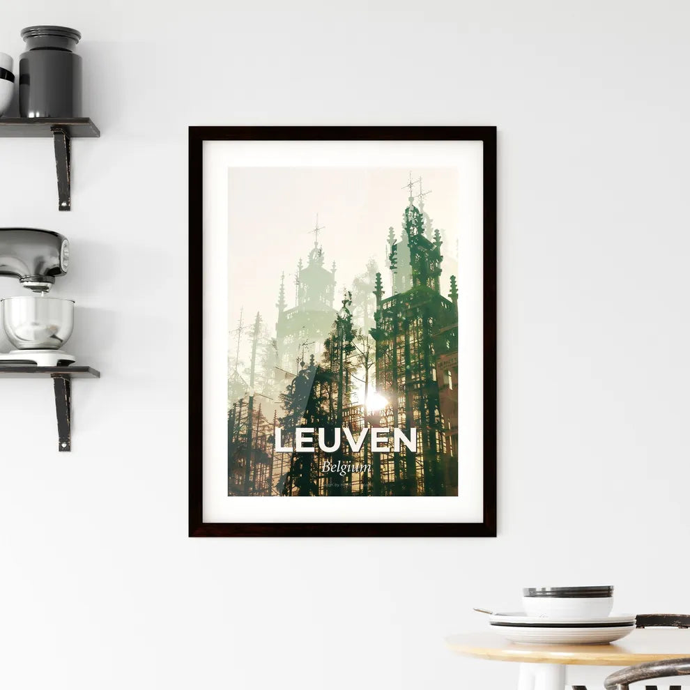 Leuven, Belgium Skyline Poster Art: City Silhouette Icon Framed Print