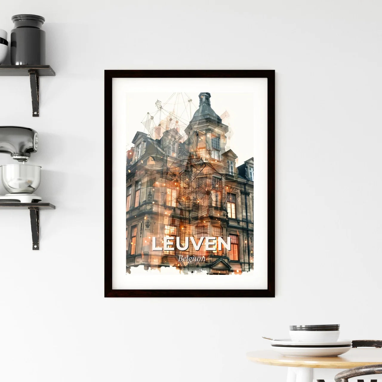 Leuven Skyline Double Exposure Composite Art Framed Print