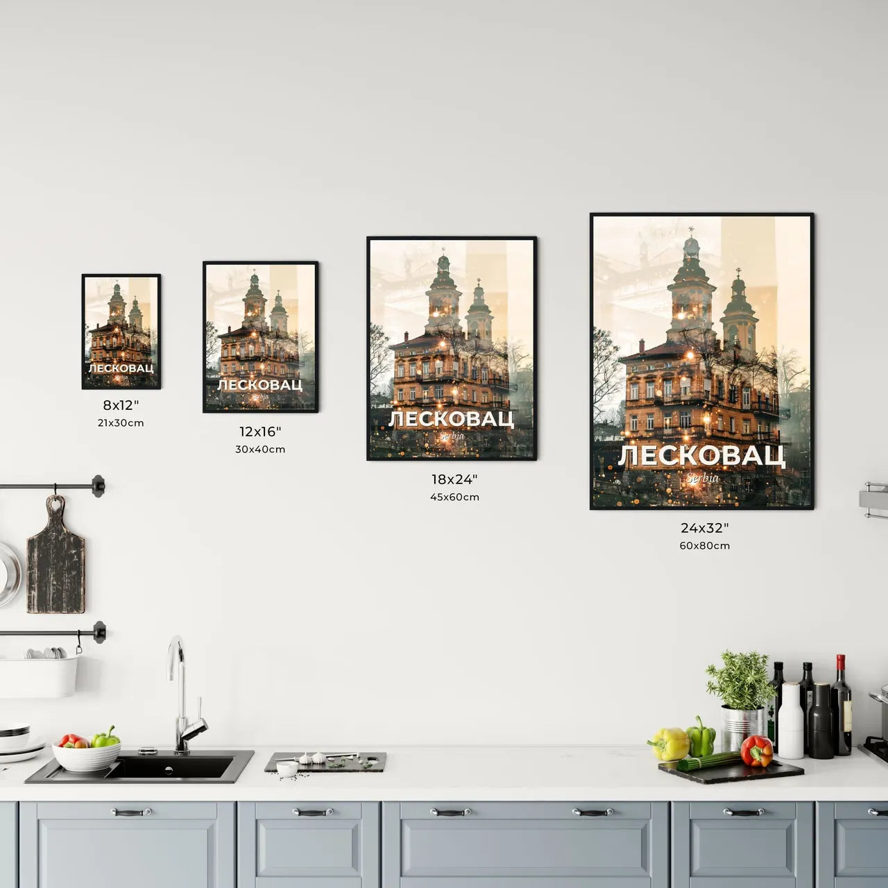 Leskovac Skyline Double Exposure Cityscape Art Poster Office Art