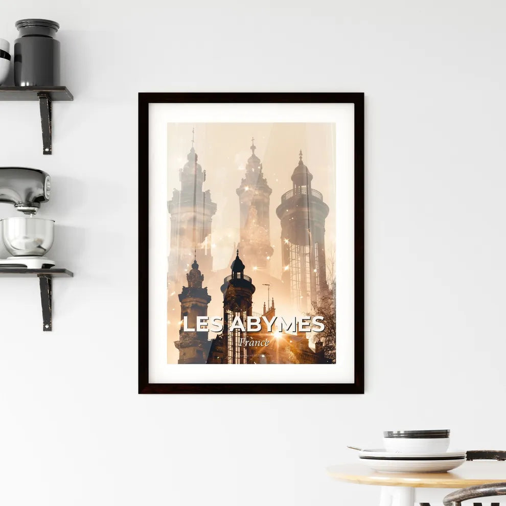 Les Abymes Skyline Double Exposure Art Poster Framed Print