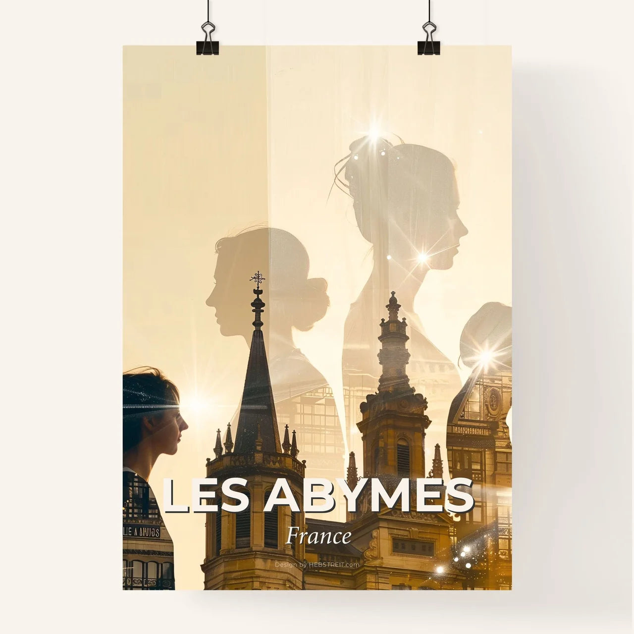 Les Abymes City Skyline Glowing Silhouettes Poster Poster
