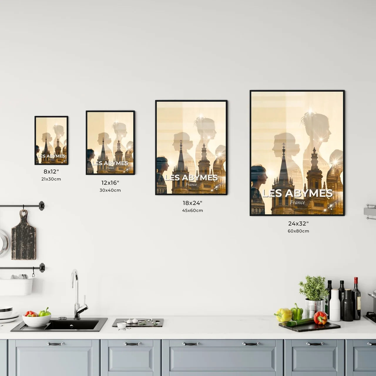 Les Abymes City Skyline Glowing Silhouettes Poster Office Art