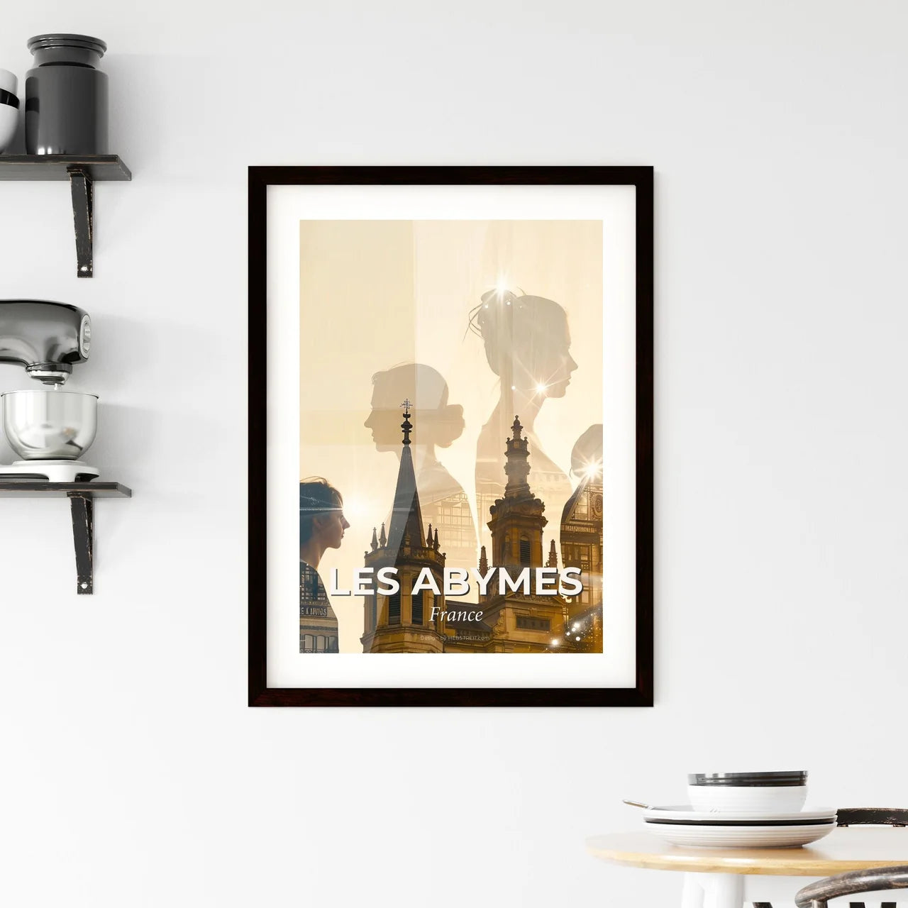 Les Abymes City Skyline Glowing Silhouettes Poster Framed Print