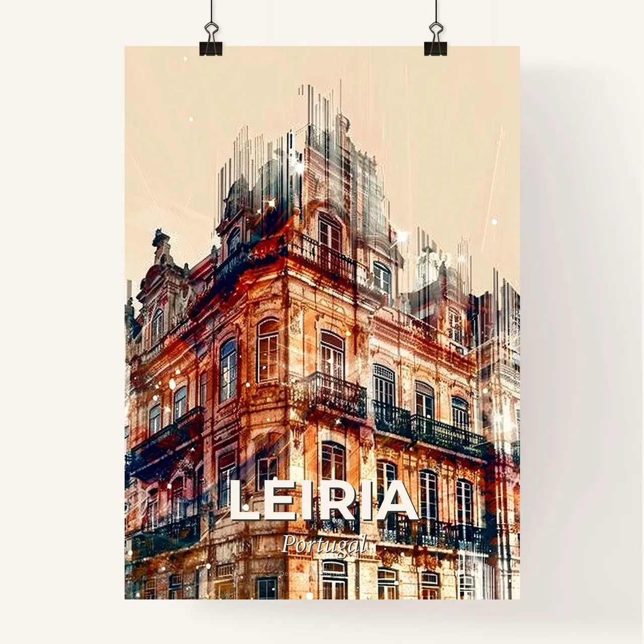 Leiria, Portugal: Double Exposure City Skyline Poster Poster