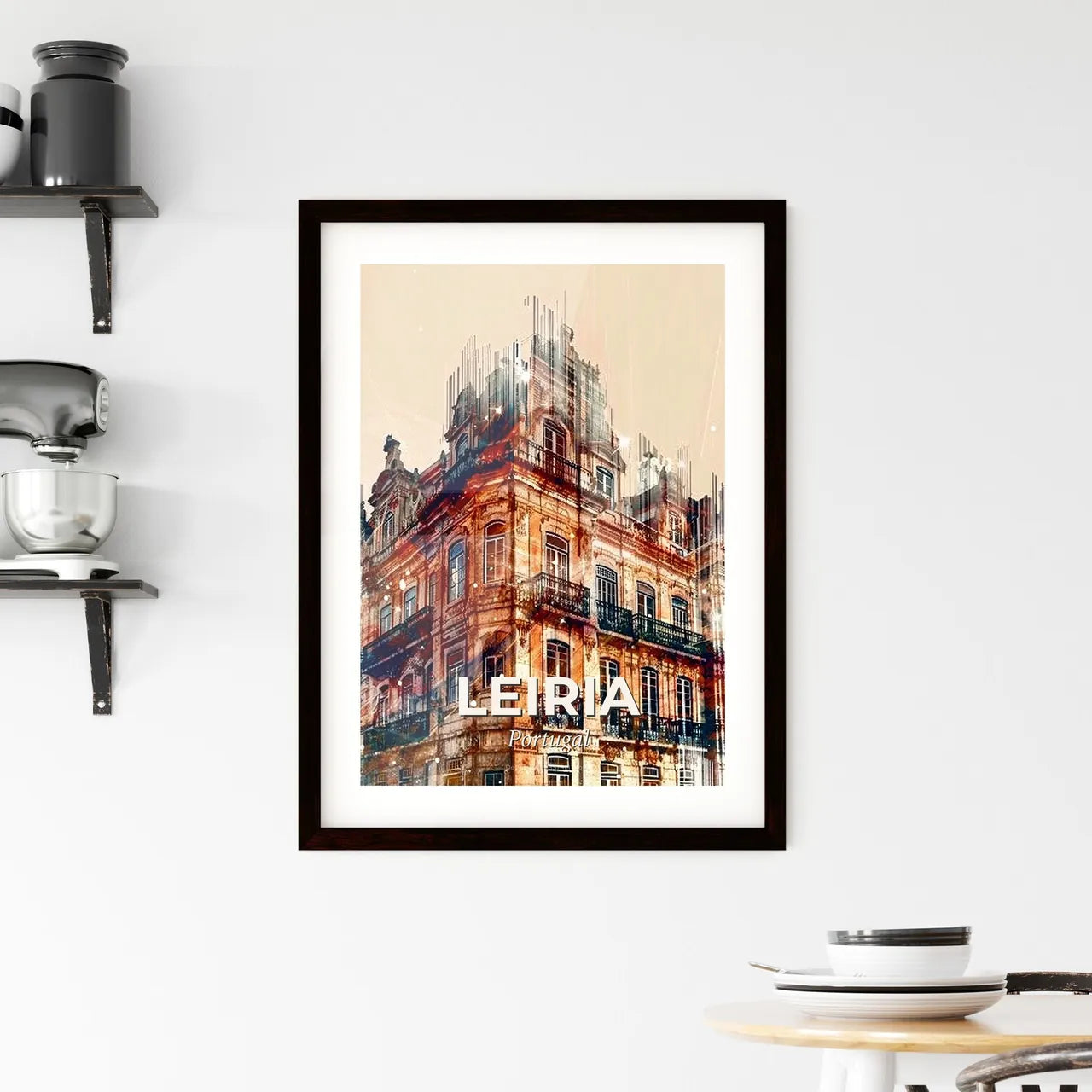 Leiria, Portugal: Double Exposure City Skyline Poster Framed Print