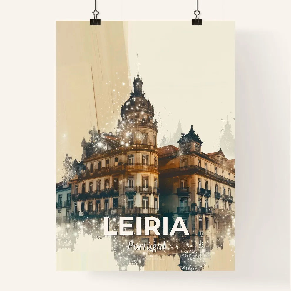 Leiria, Portugal: Double Exposure Skyline Art Poster