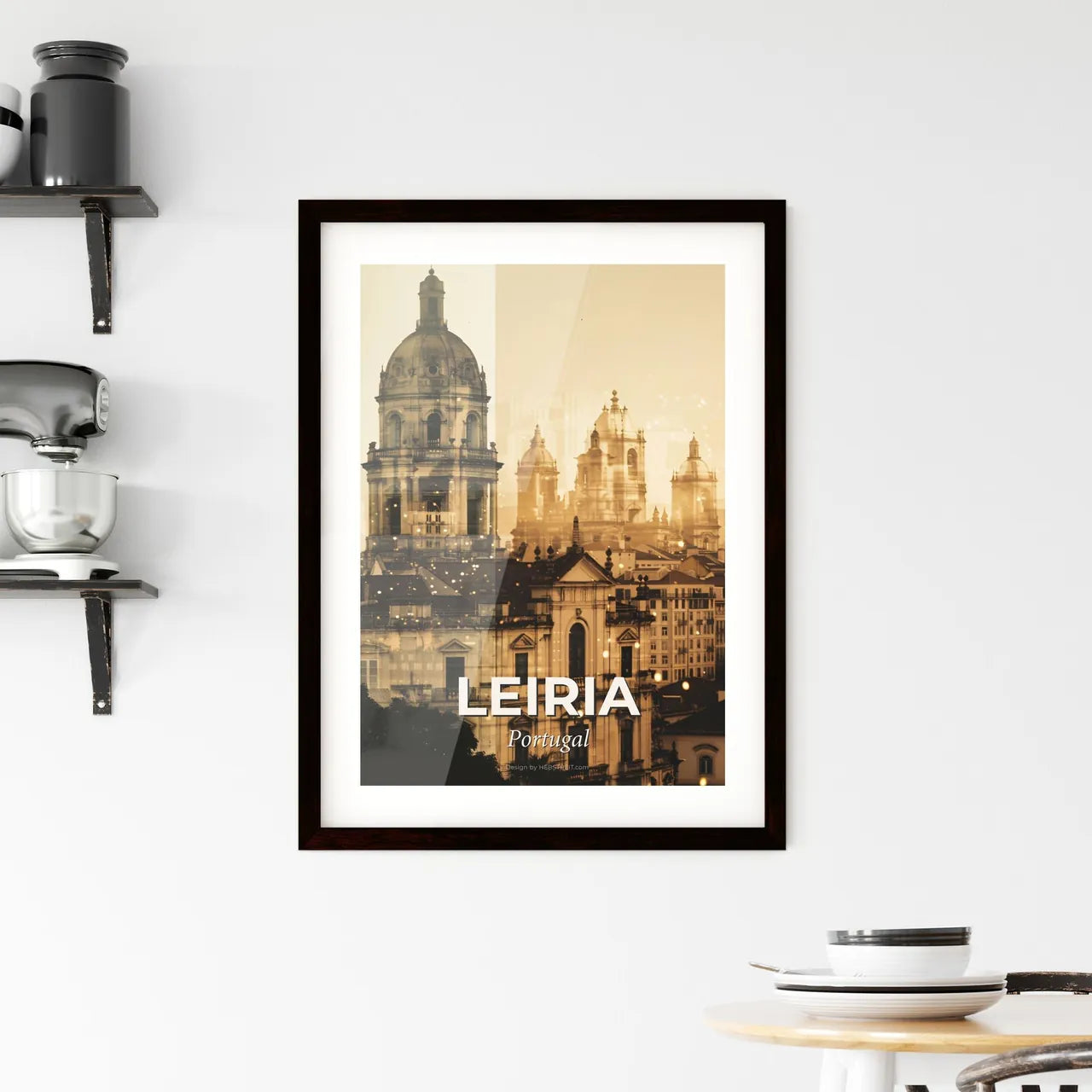 Leiria Skyline Composite Art Poster Framed Print