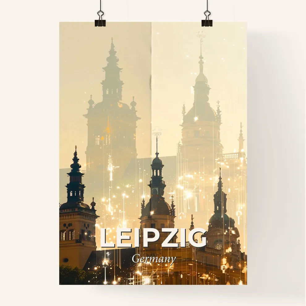 Leipzig City Lightscape Silhouette Poster Art Poster