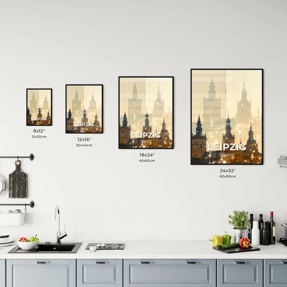 Leipzig City Lightscape Silhouette Poster Art Office Art