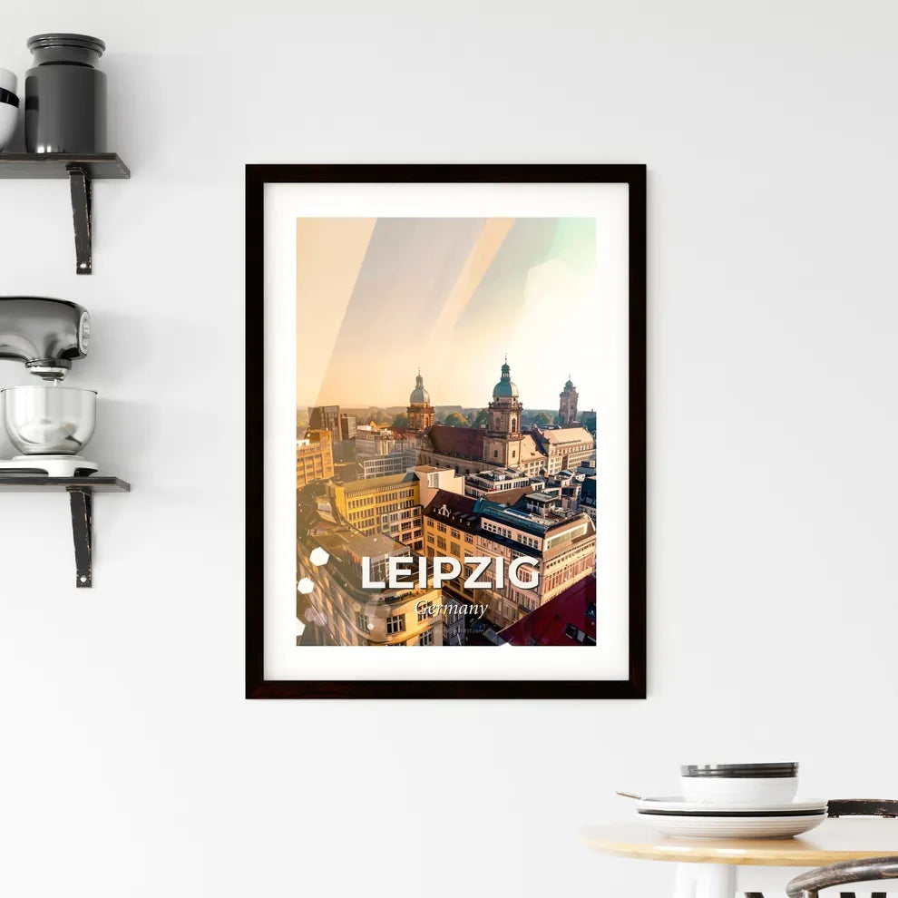 Leipzig Cityline Poster with Sparkling Backlights Framed Print