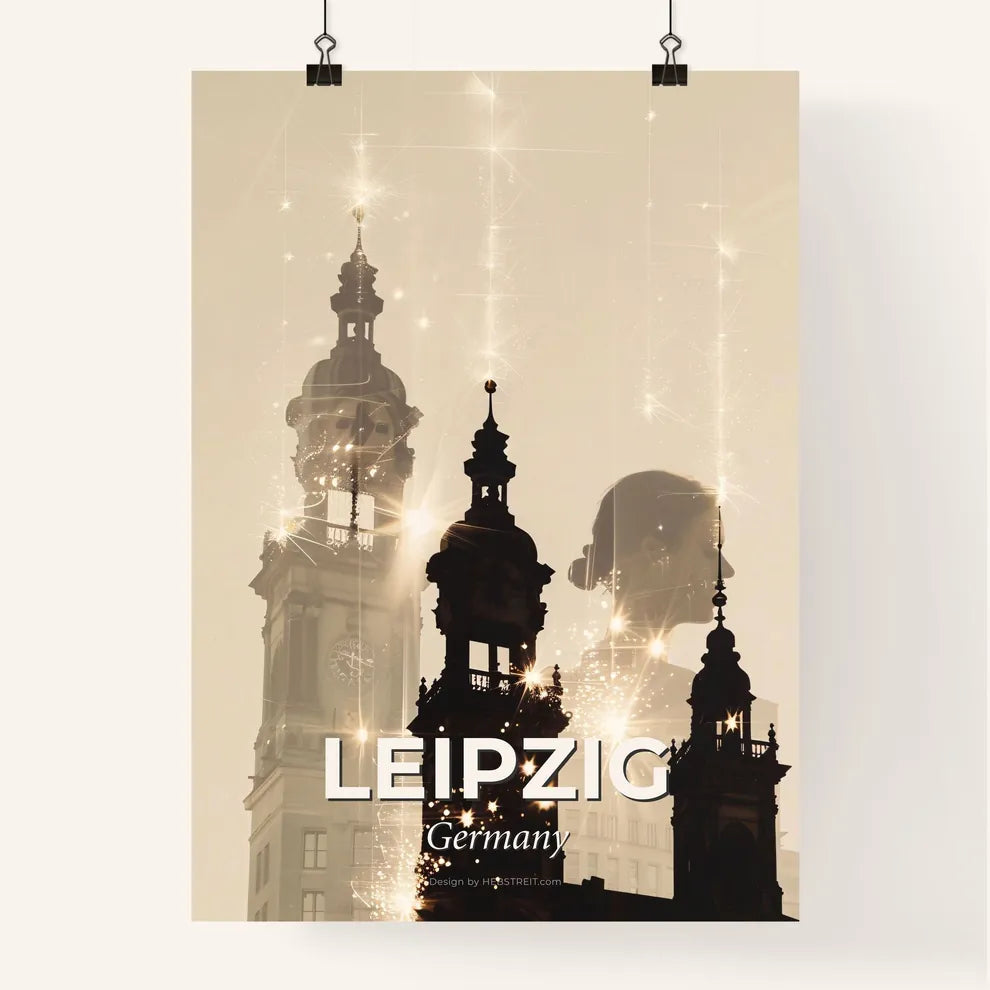 Leipzig: Unique City Skyline Double Exposure Poster Poster