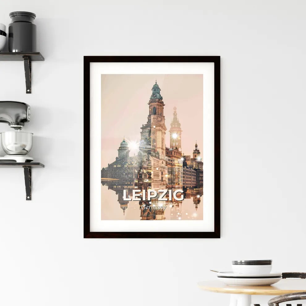 Leipzig City Lights in Vibrant Composite Framed Print