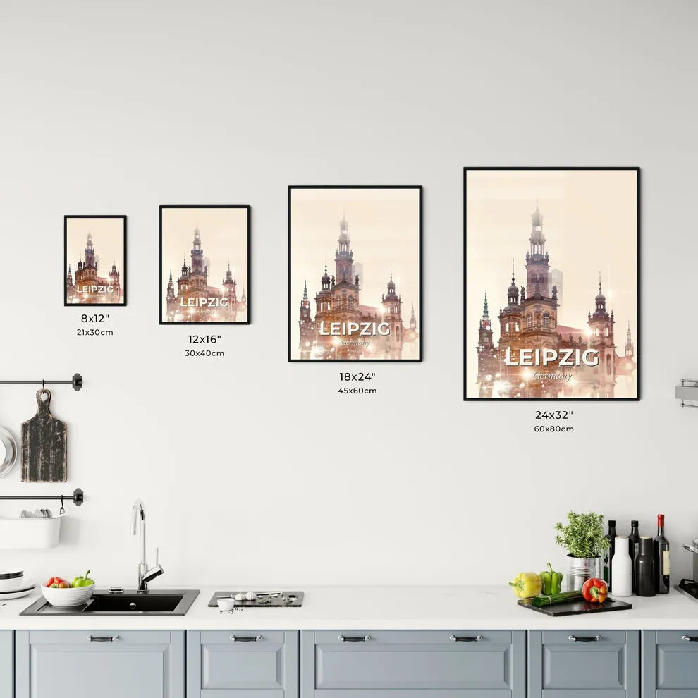Leipzig Skyline Poster: City Icons in Silhouette Office Art