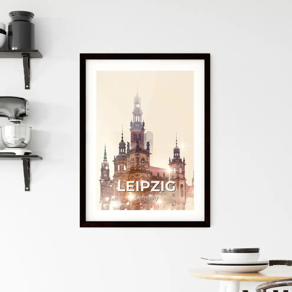 Leipzig Skyline Poster: City Icons in Silhouette Framed Print