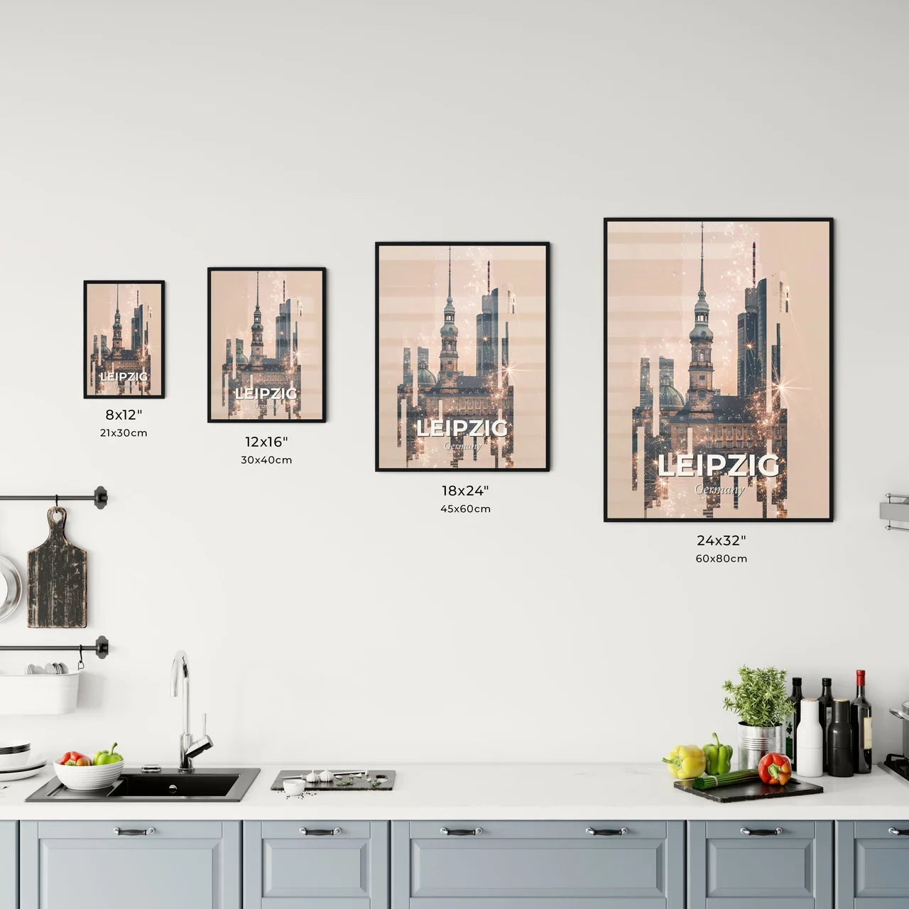 Leipzig City Skyline Composite Poster Office Art