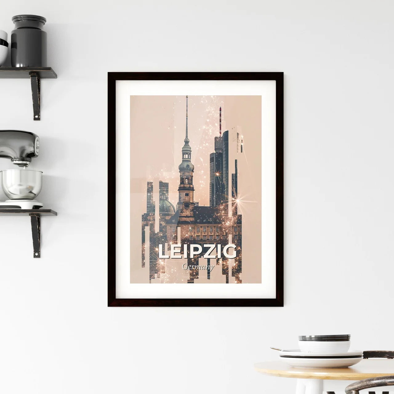 Leipzig City Skyline Composite Poster Framed Print