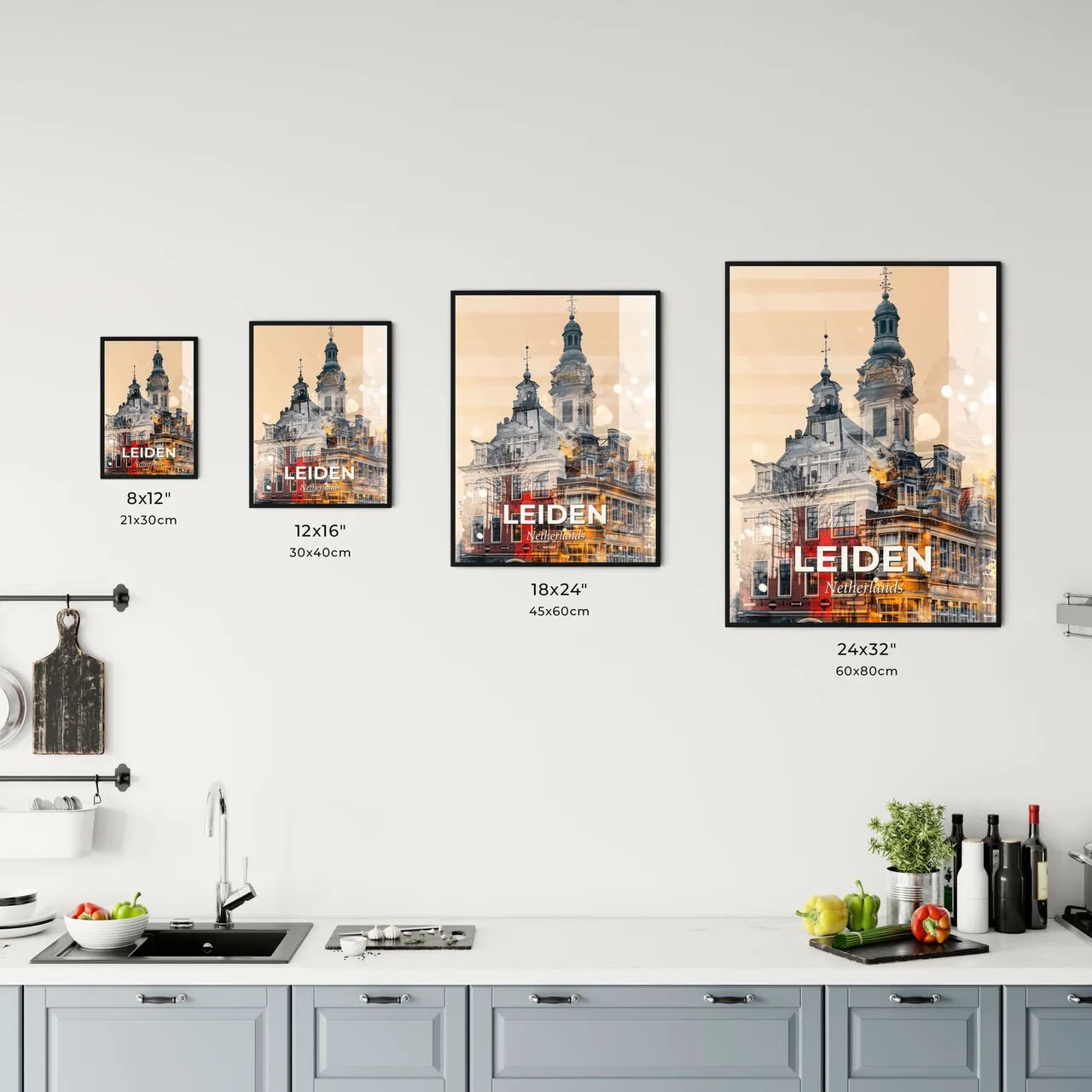 Leiden Skyline Double Exposure Art Poster Office Art