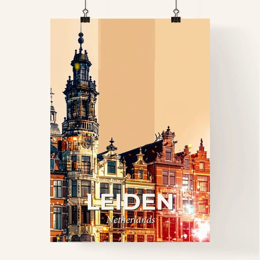 Leiden City Skyline Double Exposure Poster Art Poster
