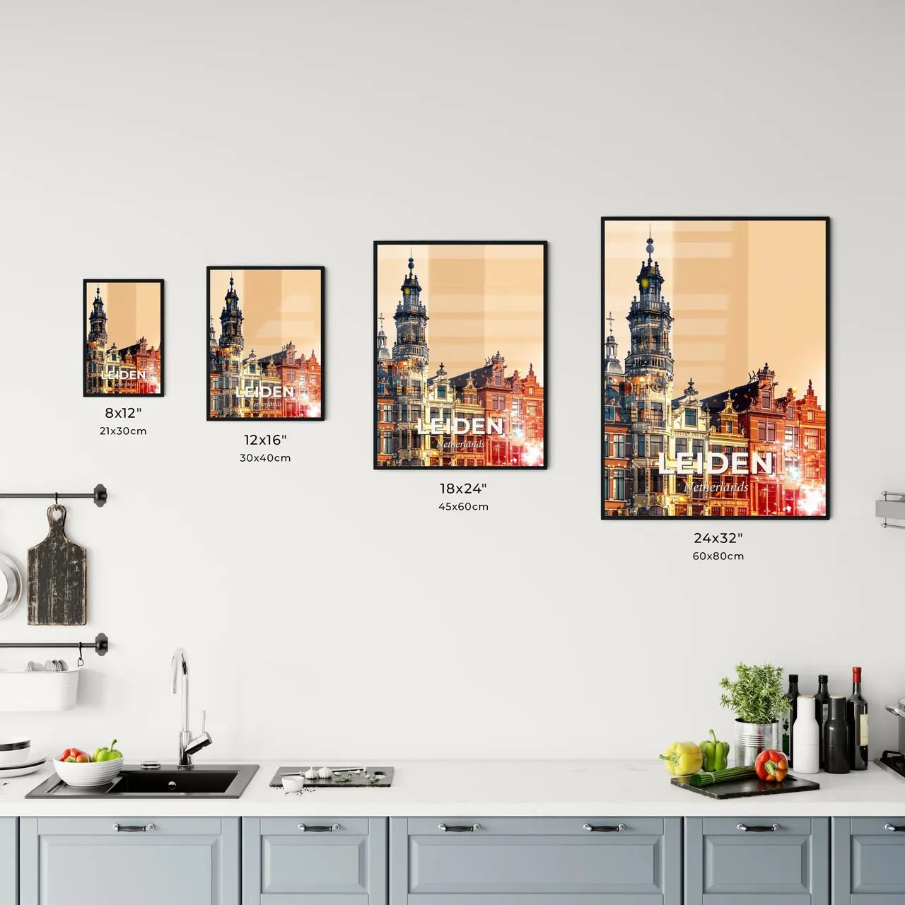 Leiden City Skyline Double Exposure Poster Art Office Art