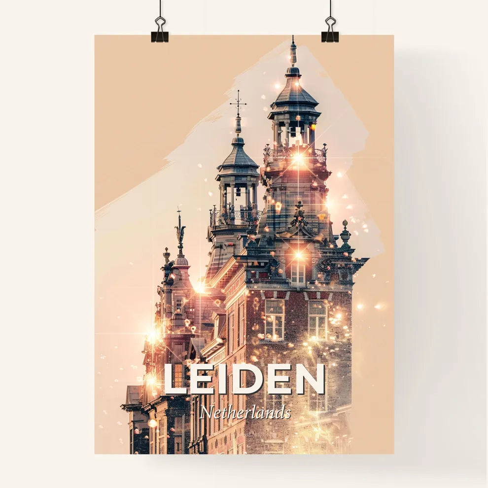 Leiden Skyline Double Exposure Art Poster Poster