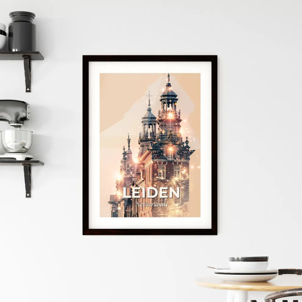 Leiden Skyline Double Exposure Art Poster Framed Print