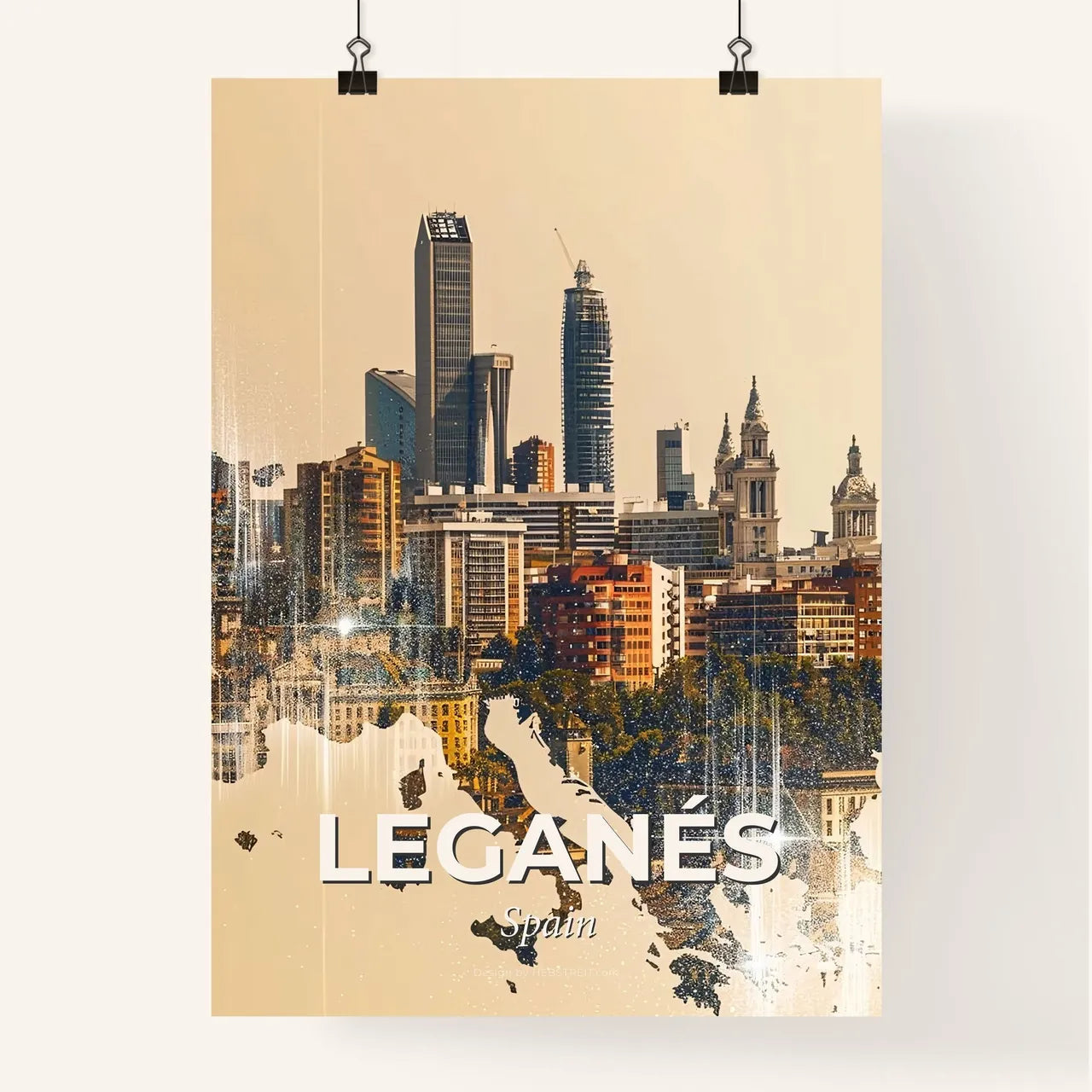 LeganÃ©s Skyline Double Exposure Art Poster Poster