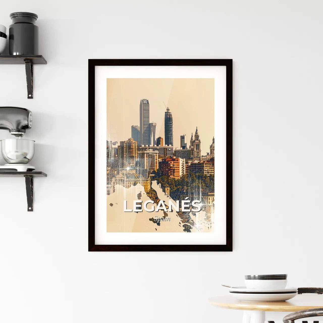 LeganÃ©s Skyline Double Exposure Art Poster Framed Print