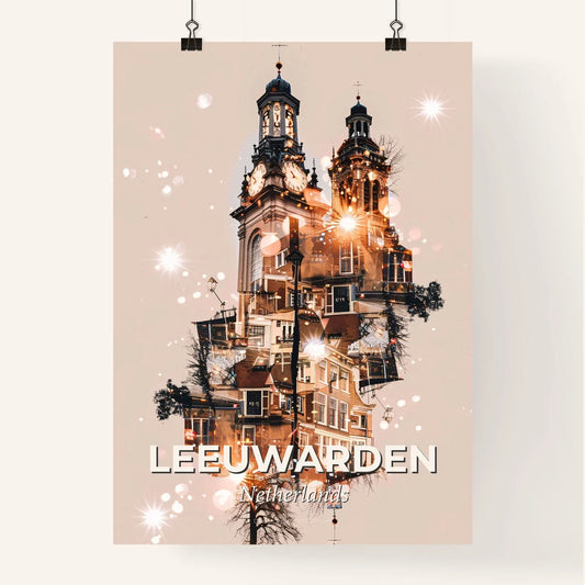 Leeuwarden Skyline Double Exposure Poster Art Poster