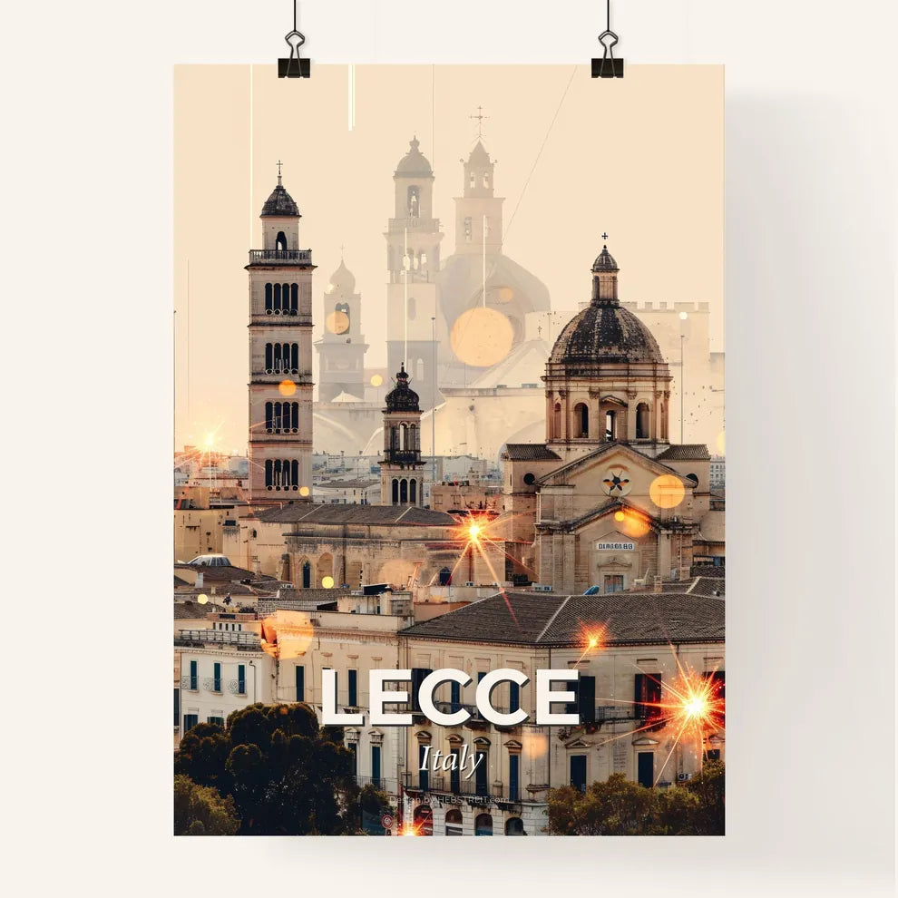 Lecce Italy Cityscape Art Deco Poster with Sparkles Poster