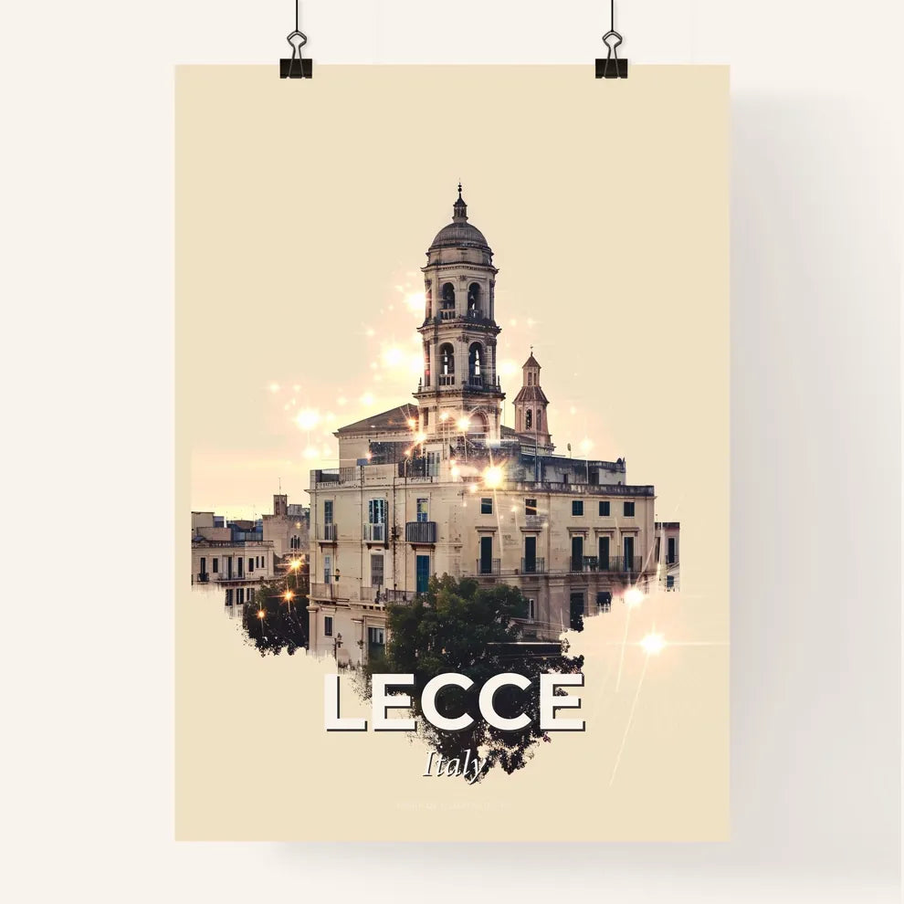 Lecce City Skyline Night Dream Pastel Poster Poster