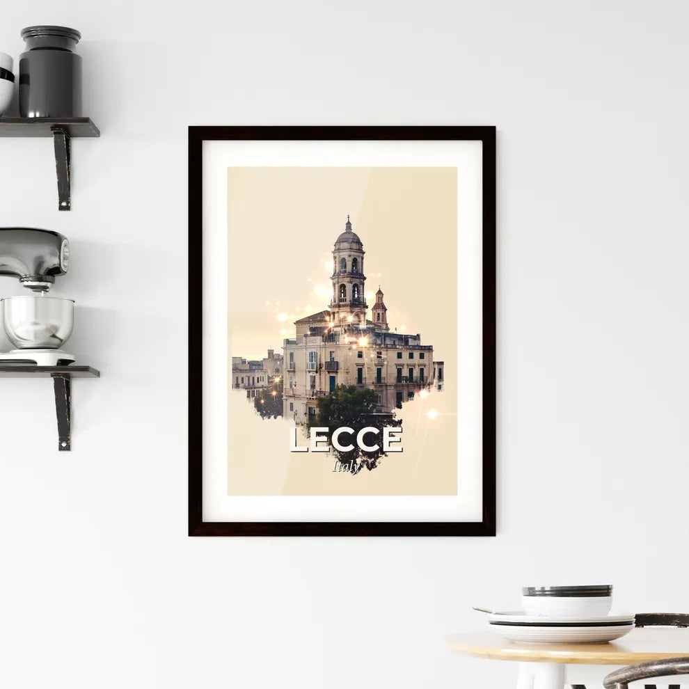Lecce City Skyline Night Dream Pastel Poster Framed Print