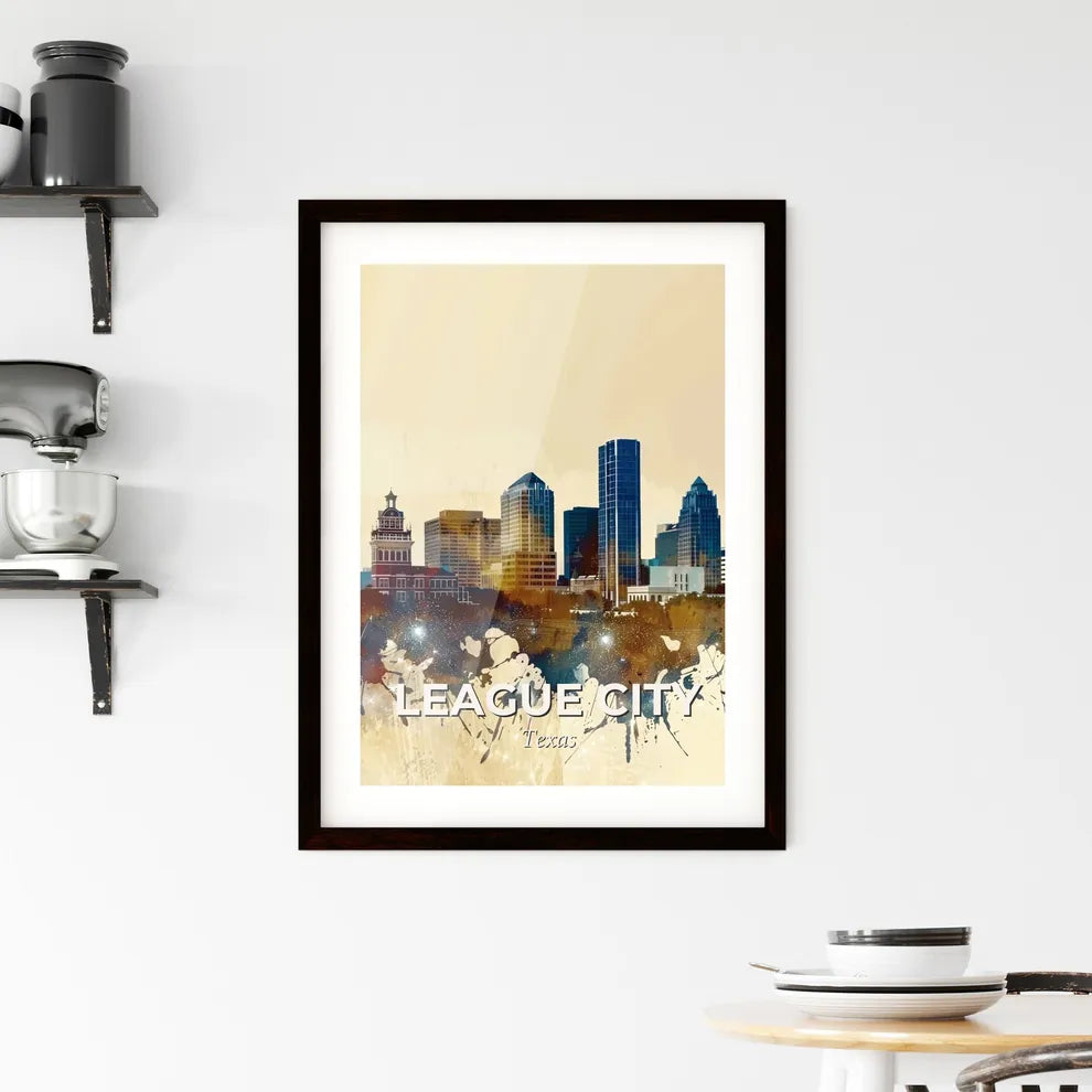 League City Icon Skyline Panorama Poster Framed Print