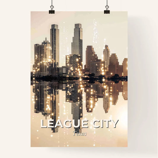 League City Skyline Double Exposure Poster Art Poster