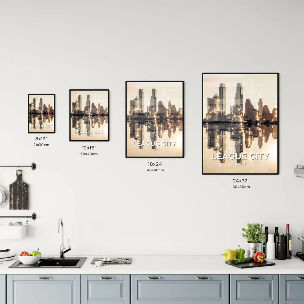 League City Skyline Double Exposure Poster Art Office Art
