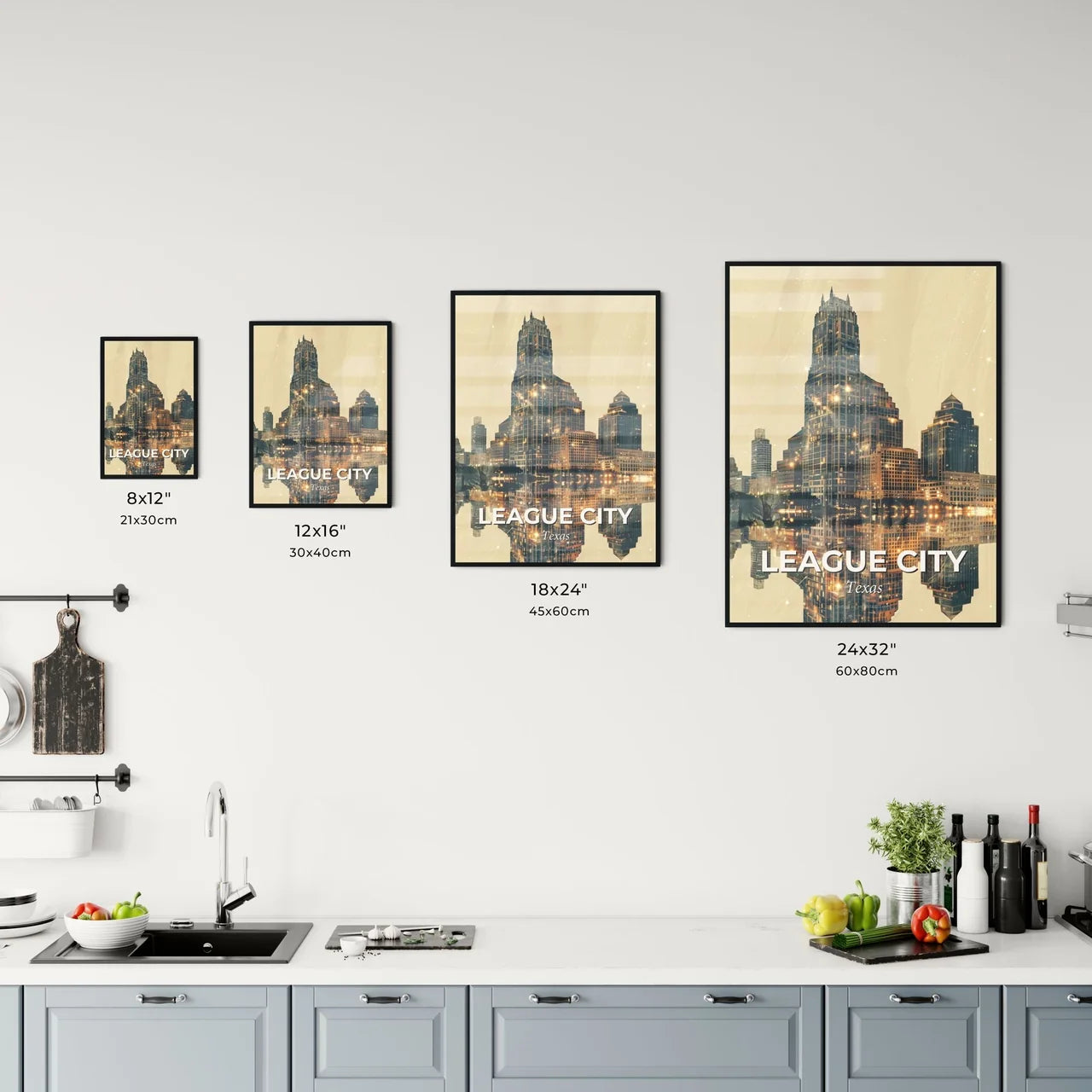 League City Skyline Composite Artwork Office Art