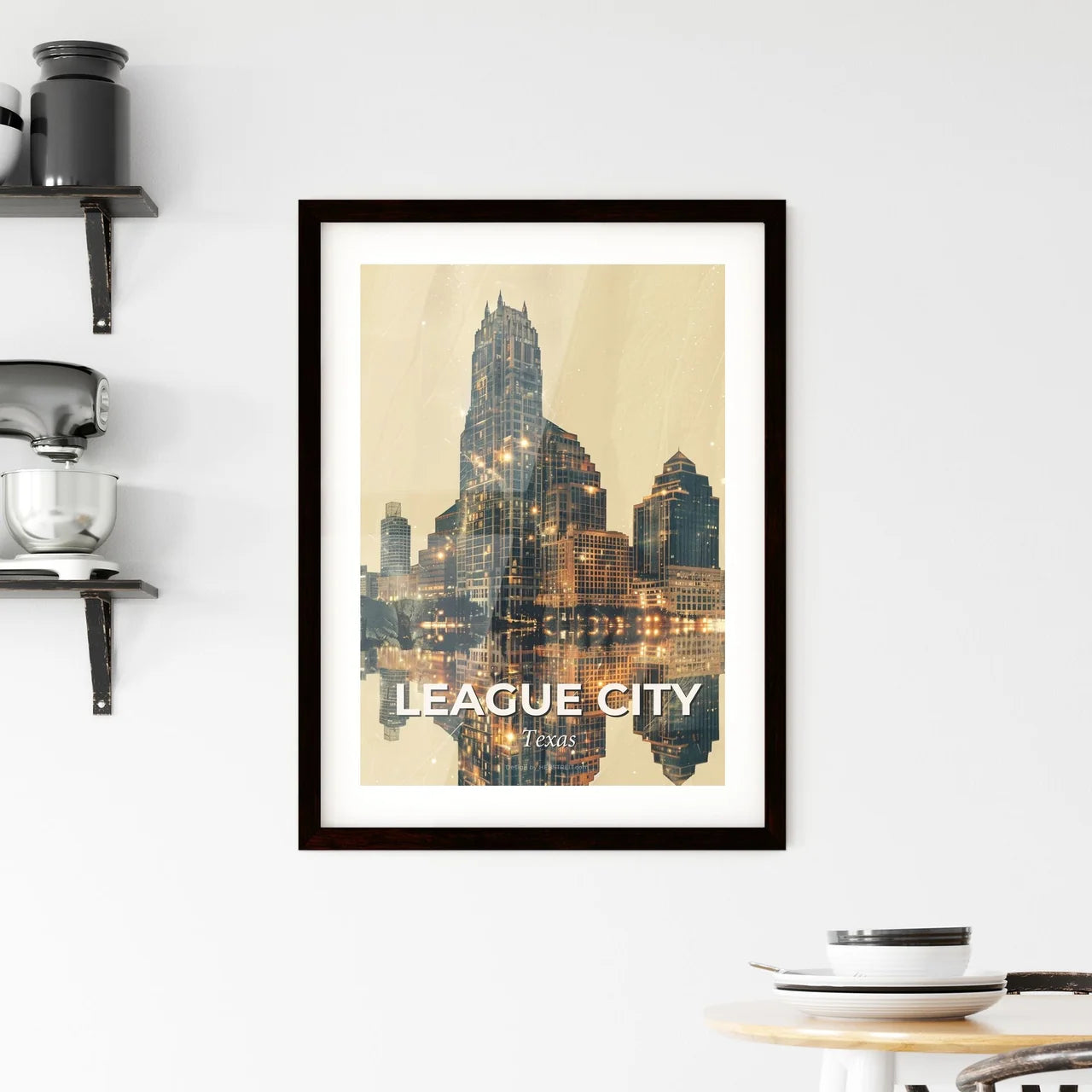 League City Skyline Composite Artwork Framed Print