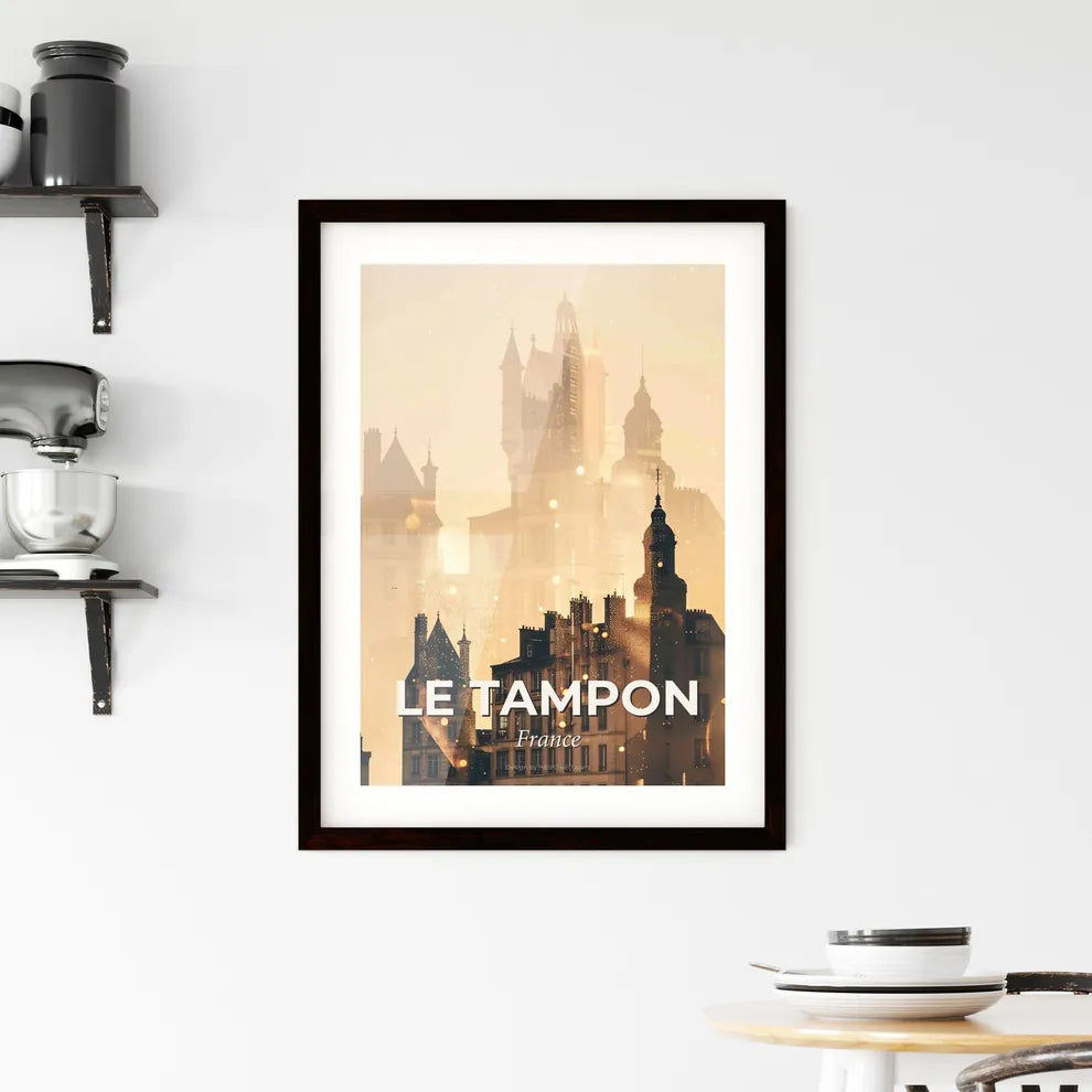 Le Tampon Minimalist Skyline Poster Framed Print