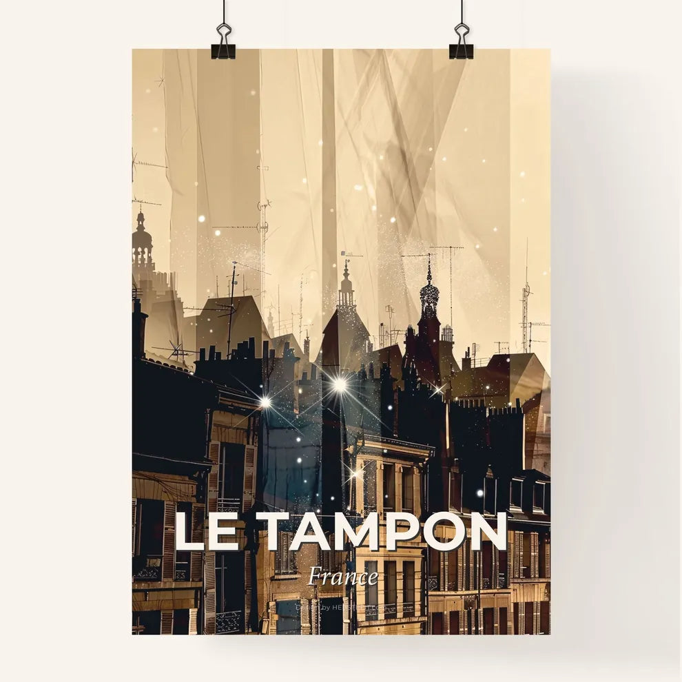 Le Tampon Skyline Cityscape Composite Art Poster Poster