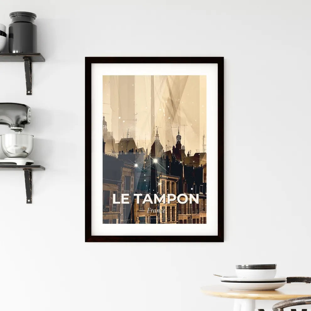 Le Tampon Skyline Cityscape Composite Art Poster Framed Print