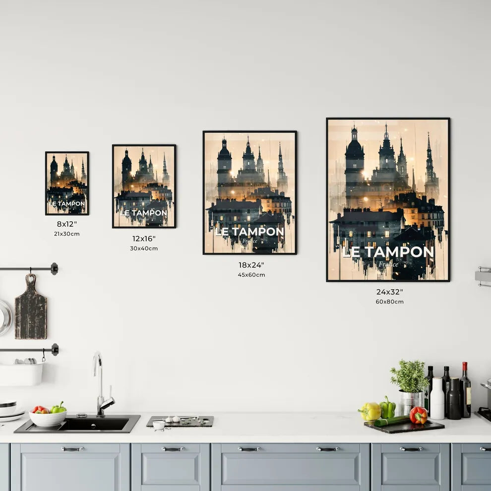 Le Tampon Skyline Silhouette Art Poster Bright Beige Office Art