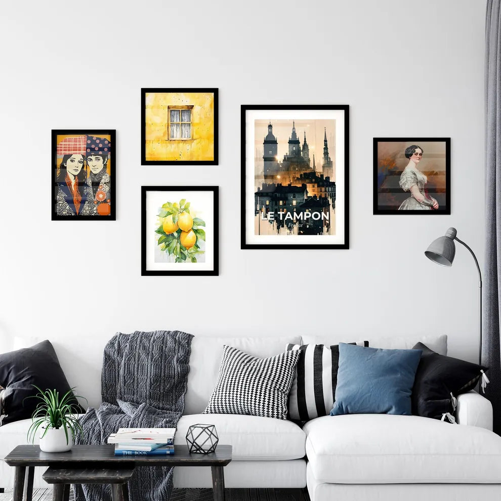 Le Tampon Skyline Silhouette Art Poster Bright Beige Wall Art