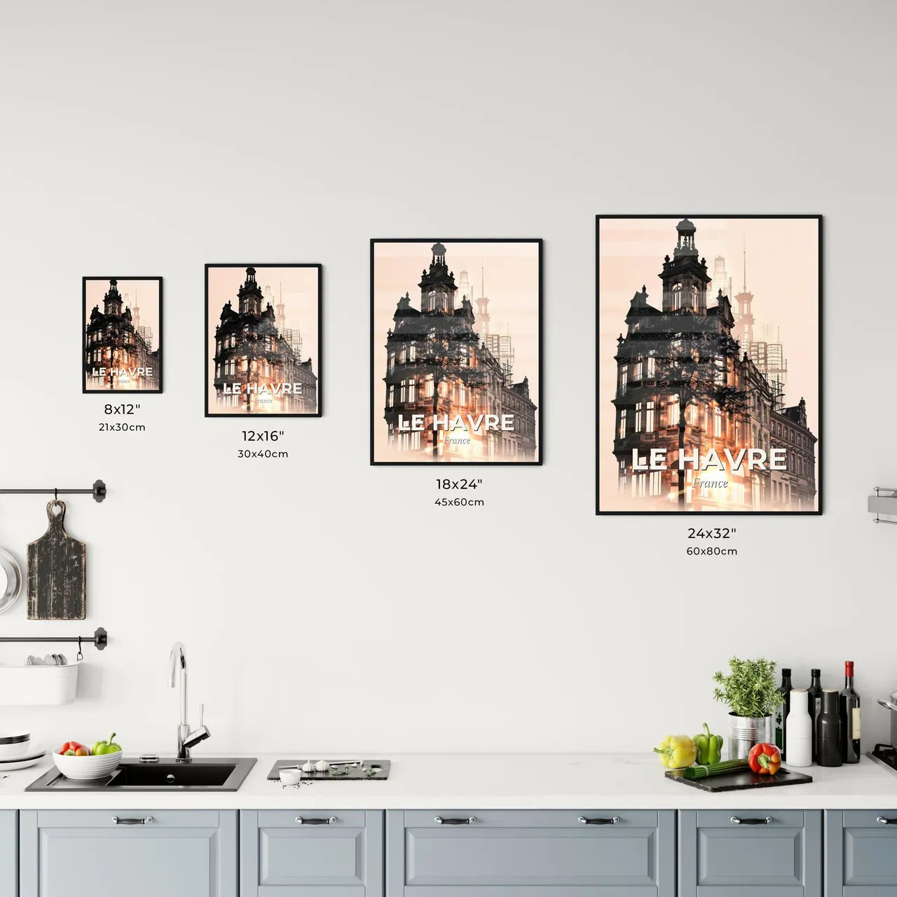 Le Havre Cityscape Double Exposure Skyline Poster Office Art