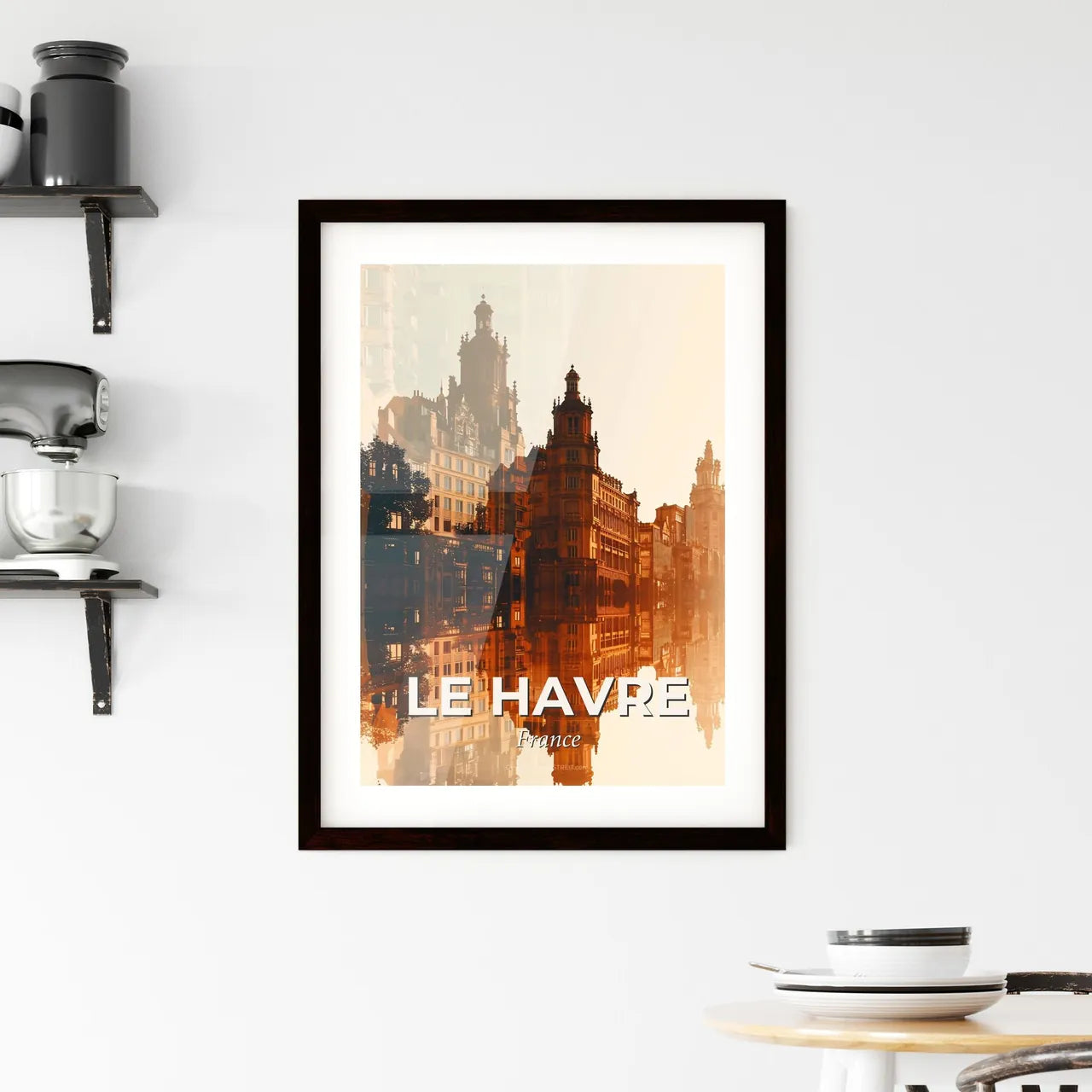 Le Havre Architectural Skyline Poster Art Framed Print