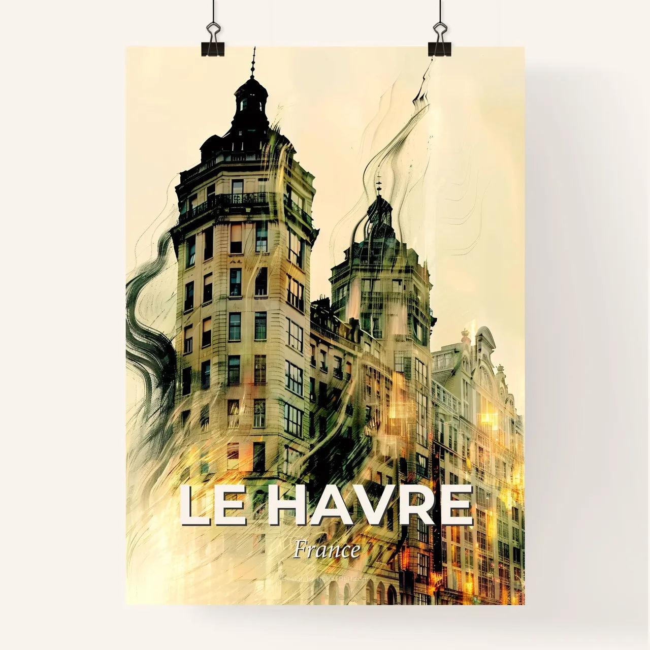 Le Havre Skyline Double Exposure Poster Poster