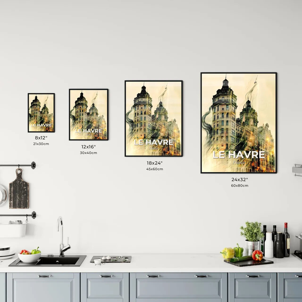 Le Havre Skyline Double Exposure Poster Office Art